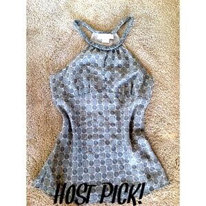 Michael Kors Blue High Neck Dressy Tank Top